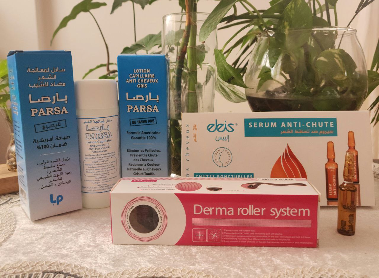 Lotion Capilaire PARSA® + Derma Roller + cadeau ( Flacon sérum anti-chute )